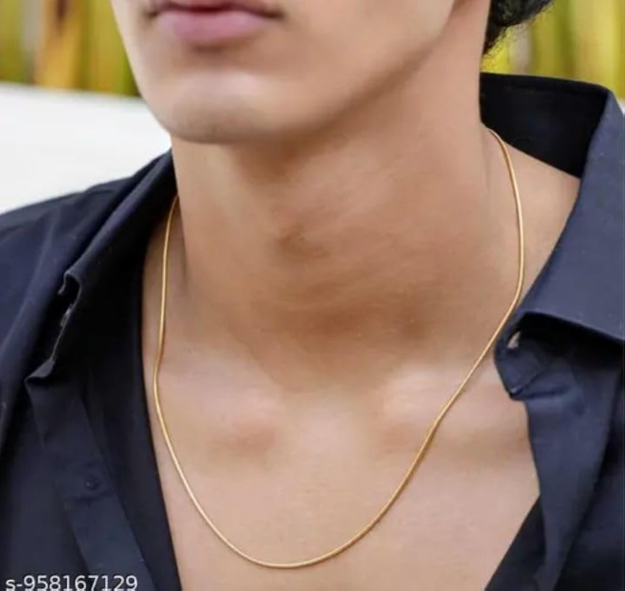 Antitarnish Gold Plated Round Snake Chain for Men