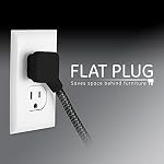 GE Pro 3-Outlet Power Strip with Surge Protection, 8 Ft Designer Braided Extension Cord, Grounded, Flat Plug, 250 Joules, Warranty, UL Listed, Black/Gray, 41282