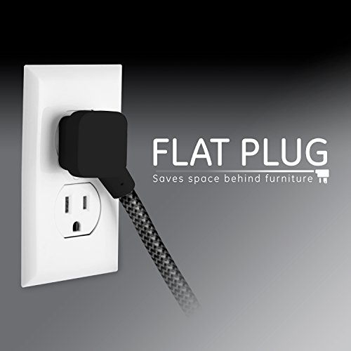 Ge Pro 3-Outlet Power Strip With Surge Protection, 8 Ft Designer Braided Extension Cord, Grounded, Flat Plug, 250 Joules, Warranty, Ul Listed, Black/Gray, 41282 #TOP4