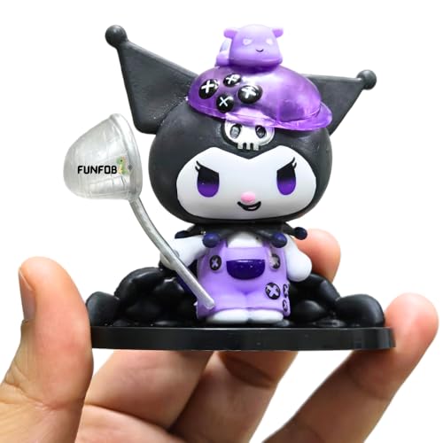 Image of FUNFOB Kuromi Action Figure Height - 7.5cm to 8.5cm Sanrio Toys Kuromi Figurine PVC Multicolour | Kuro-mi Holloween Hand Net