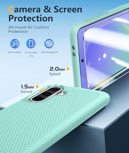 Image of FNTCASE for Galaxy A36-5G Phone Case - A56-5G Military Grade Drop Protection, 14ft Drop Tested, Screen Protector Included, Anti-Slip Matte Textured, TPU+PC Dual Layer Shockproof Cover (Mint Green)