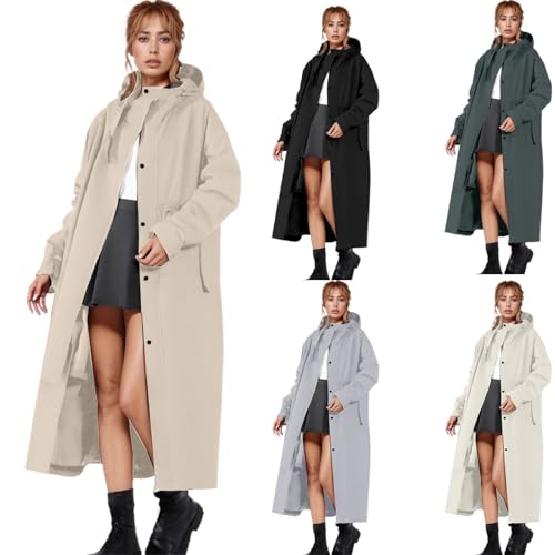 KBOPLEMQ Rain Poncho Women's Men's Leisure Softshell Jacket Long Rain Jacket with Hood Raincoat Large Sizes Softshell Jacket Plain Cycling Jacket for Summer and Autumn Rain Cape, O Black, L - Image 2