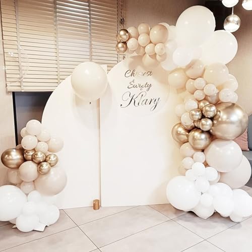 Image of Voircoloria 90pack White Sand Balloons Different Size 18 /12 /10 /5 Inch Sand White Balloon Garland Arch Kit for Wedding, Bridal, Baby Shower, Birthday, Graduation, Anniversary, Bachelorette Decorations