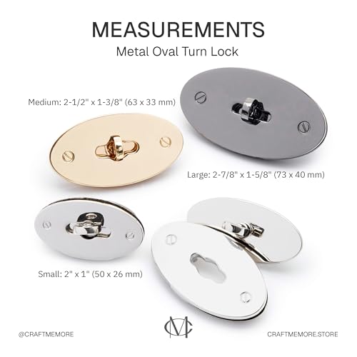 Fermoir twist lock robuste pour sac à main ovale de taille small 2 pouces