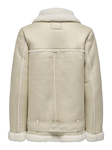 Image of ONLY Women Beige Solid Lapel Collar Parka Jacket