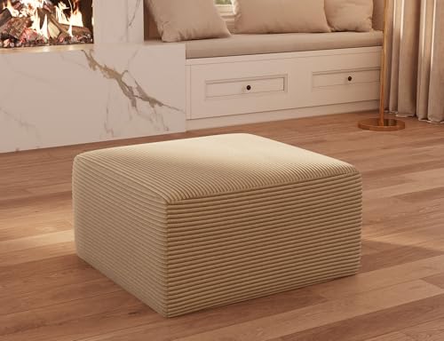 Image of 108 inches Modular Sectional Sofa with Chaise, Boneless Comfy Corduroy Fluffy Couch with Deep Seat and Side Pockets, No Assembly Required (2.Tan /Brown, 9.a Ottoman)