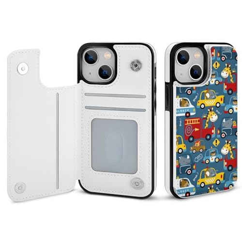 iPhone11用ケース カバー 手帳型 車柄 カラフル かわいい アイフォン11用 カード収納 横置きスタンド機能 全面保護 Case