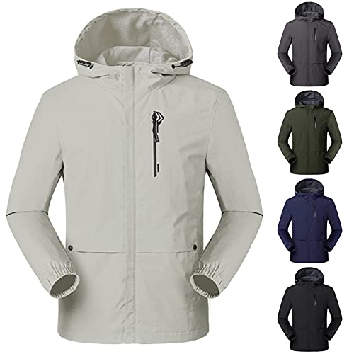 Generisch Chubasquero para hombre, impermeable, transpirable, con capucha, chaqueta de lluvia para hombre, chaqueta de entretiempo 5XL, deportiva, elegante, chaqueta de softshell, ligera, chaqueta de