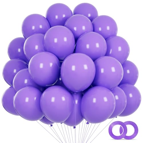 Image of Purple Balloons 110Pcs, 5 Inch Small Purple Latex Party Balloons, Mini Thick Purple Balloons for Birthday Wedding Baby Shower Decorations.