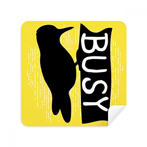 Écran de téléphone propre au bureau grâce au chiffon woodpecker animal silhouette noir