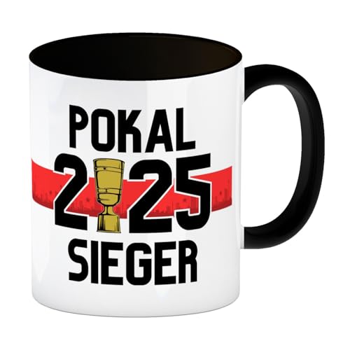Stuttgart Pokalsieger 2025 Kaffeebecher in schwarz Tasse mit lustigem Spruch für Fans – ideales Fanartikel Geschenk