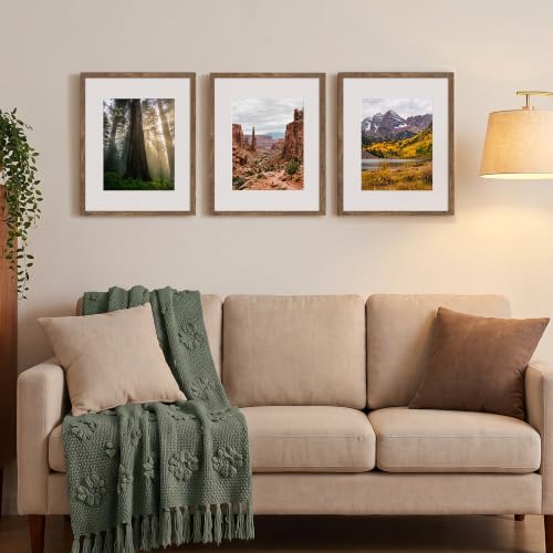 Image of upsimples 16x20 Picture Frame, Display Pictures 11x14 with Mat or 16x20 Without Mat, Wall Hanging Photo Frame, Rustic Brown, 1 Pack