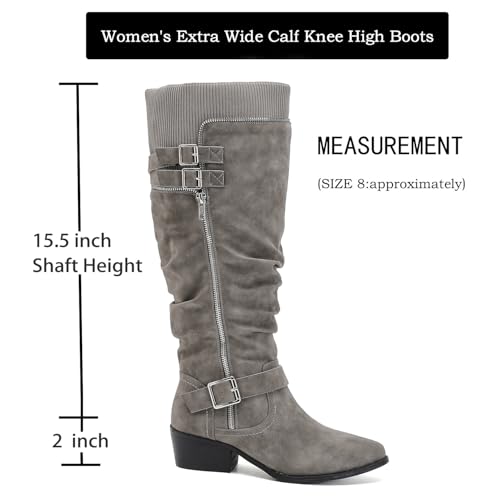Luoika Women's Extra Wide Calf Knee High Boots, Wide Width Plus Size Knee-High Boots Low Stacked Heel Winter Fall Tall Boots.2