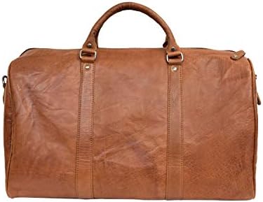 Zinda Genuine Leathers Travel Overnighter Duffel Bag Luggage Weekender Large Gym Bag Unisex (Cognac) 2 Zinda Genuine Leathers Travel Overnighter Duffel Bag Luggage Weekender Large Gym Bag Unisex (Cognac)