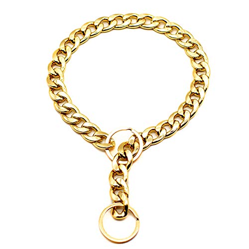 yangGradel Collar de Cadena de Oro para Mascota, Cadena de Oro Grueso, Collar de Seguridad Ajustable para Perro, Gato, Punk, Collar Ancho, 55 cm Cover