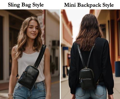 YALUXE Sling Bags for Women Leather Crossbody Bag Trendy Crossover Chest Bag with Convertible Zipperable Strap2