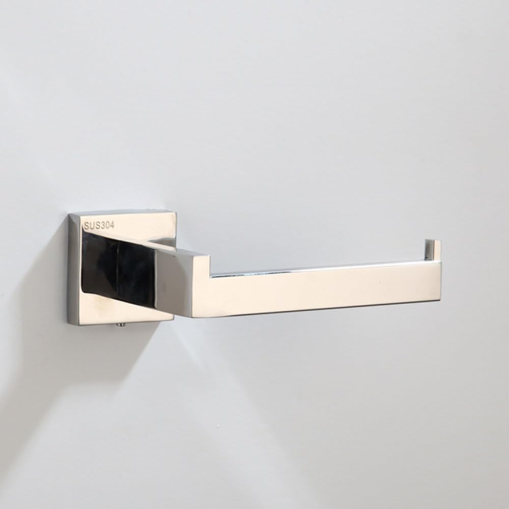 Juego de accesorios de baño cromado con juego de escobilla y soporte de papel higiénico de pared