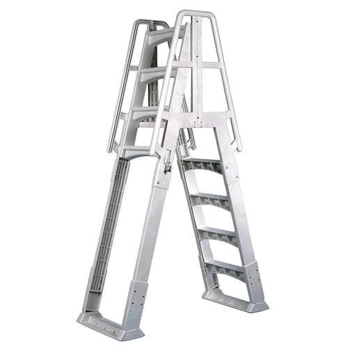 Escalera para piscina sobre tierra blanca con cerradura deslizante miniatura 1
