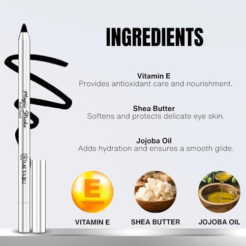 Image of Magic Stroke Kohl Kajal - Jet Black, Waterproof, With Sharpener, Smudge Proof, Long Lasting Eye Kajal, One Swipe Application, Enriched with Shea Butter & Vitamin E, Vegan | 1.5g