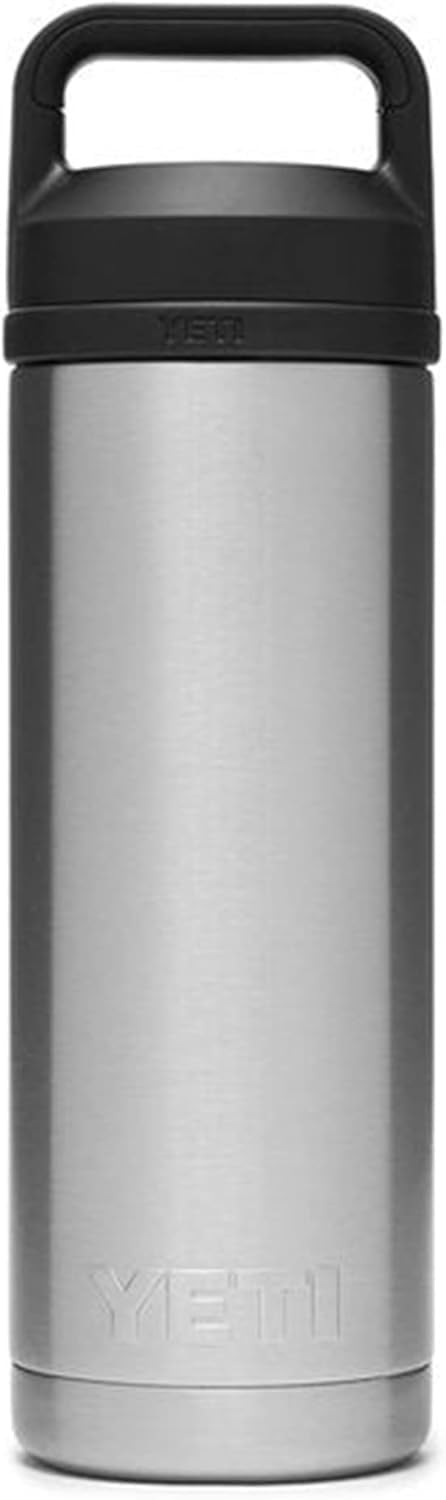 YETI Rambler Trinkflasche 18 oz (532 ml) Stainless Steel – Edelstahl Trinkflasche, Wasserflasche Sport mit Chug–Verschluss, isolierte Sportflasche