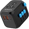 Worldwide Universal Travel Adapter with PD20W 2 USB 1 USB C and 1 AC Plug International Plug Adapter for Germany USA England