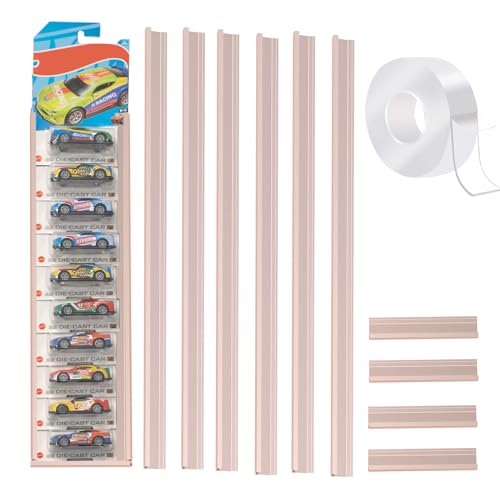 4 PCS Model Car Display Case Wall Mount Holds Up to 40 Cars Diecast Blister Packed Toy Car Organizer Compatible with Packaged Car Toy Car Storage Display Case Display Shelf Rack Wall Storage Rose Gold
