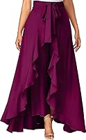 Yashdiv Garments - Women's Ruffle Palazzo Trouser Pant | Women's Ruffle Pants Split High Waist Crepe Palazzo Overlay Pant Skirt (2XL, Purple)
