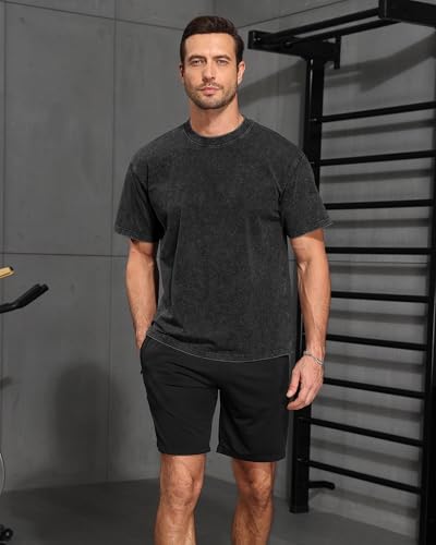 Mens Acid Wash T-Shirt Oversized Unisex Cotton Vintage Tees Short Sleeves Casual Shirt for Men3