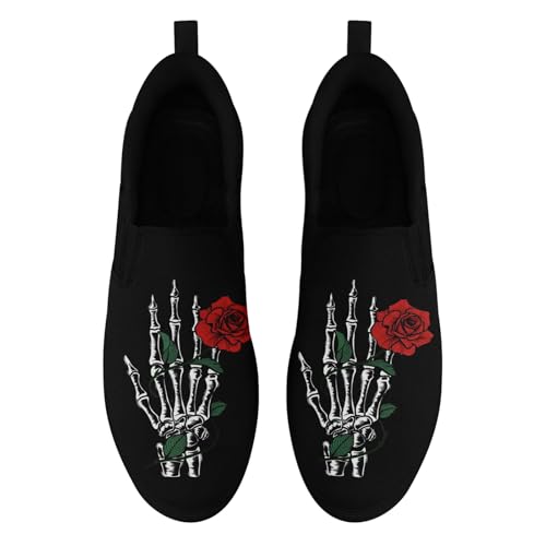 Gothic Low-Top Canvas Shoes for MenWomen Skull Floral Slip-On Sneakers Lightweight Comfort Streetwear Footwear2