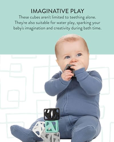 Image of Malarkey Kids Stack N Chew - Mini Cubes Baby Chew Toy Monochrome - Develops Fine Motor Skills, Increases Grip Strength, Stimulates Hand-Eye Coordination (Monochrome)