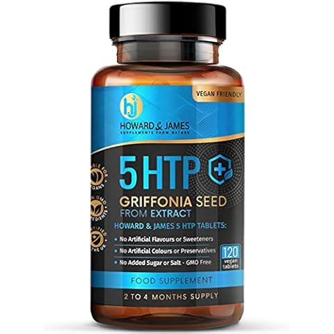 5-HTP 120 High Strength Tablets 200mg - 400mg Daily Serving Vegan Cover