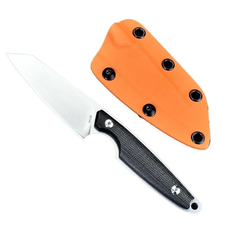 Amacigana Feststehendes Messer Behoben mit schwarzem G10-Griff, Klingenmaterial M390, verstellbarer doppelseitiger Kydex-Hülle