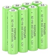 Rechageable AAA Batteries NIMH 1.2V 600mAh AAA Pre-charge Rechargeable Batteries Triple A for Gar...