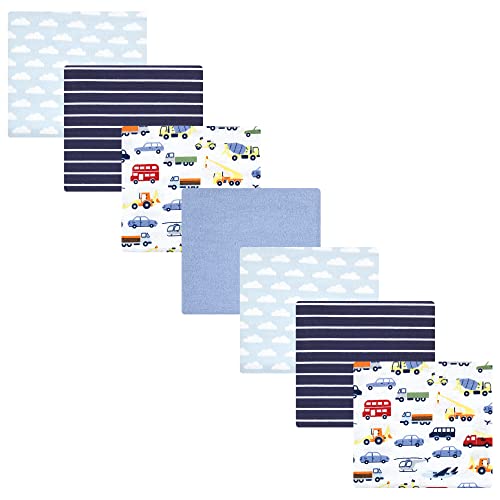 Image of Hudson Baby Unisex Baby Cotton Flannel Receiving Blankets Bundle, Colorful Transportation, One Size
