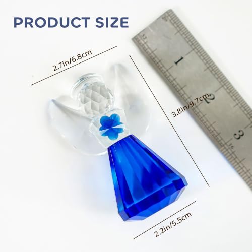 Image of 3.5'' Blue Crystal Guardian Angel Figurine,Glass Christmas Angel Ornaments