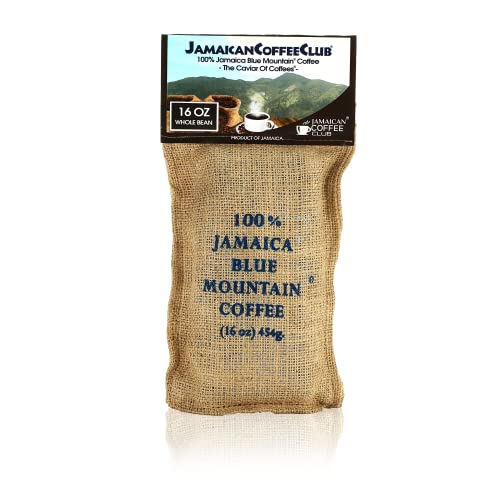 JamaicanCoffeeClub - 16 Oz Jamaican Blue Mountain Coffee Beans, 100% Jamaican Blue Mountain Roasted Coffee - Fresh Jamaican Coffee Bean - Rich Flavor Whole Bean Coffee - 16 Oz Pack