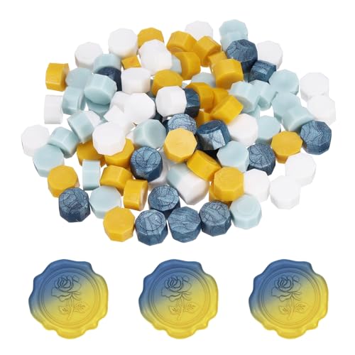 PATIKIL Wax Seal Beads, 4 Pcs Hexagon Sealing Beads Kit for Wax Seal Stamp for Wedding Invitation Letter Envelope DIY Crafts Card Gift Wrapping, White/Light Yellow/Blue/Dark Blue