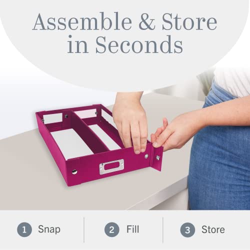 Snap-N-Store Cassette Tape Storage Box - 2 Pack, Durable Boxes With Lids To Store Up To 50 Cassette Cases - Berry #TOP5