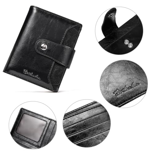 BOSTANTEN Women Leather Wallet RFID Blocking Small Bifold Zipper Pocket Wallet Card Case Purse with ID Window