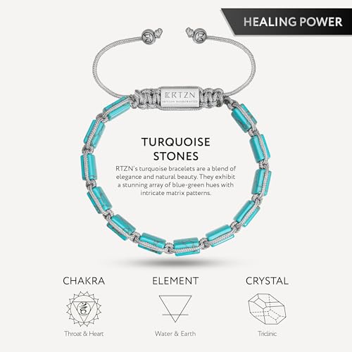 RTZN® Mens Turquoise Bracelet – Premium Handcrafted Western Turquoise Bracelets for Men – Adjustable Turquoise Beaded Bracelet4