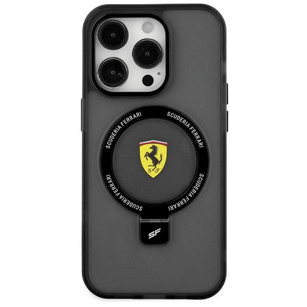 CG MOBILE Ferrari FEHMP15SUSCAK Coque pour iPhone 15 6,1" Noir Coque rigide avec anneau support Collection 2023