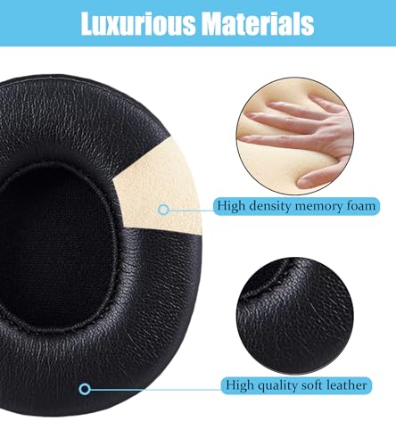 Replacement Ear Pads Compatible with Beats Solo3.0 Headphones | [Black] High-density sound-isolating soft ear pads, protein leather material miniatura 3