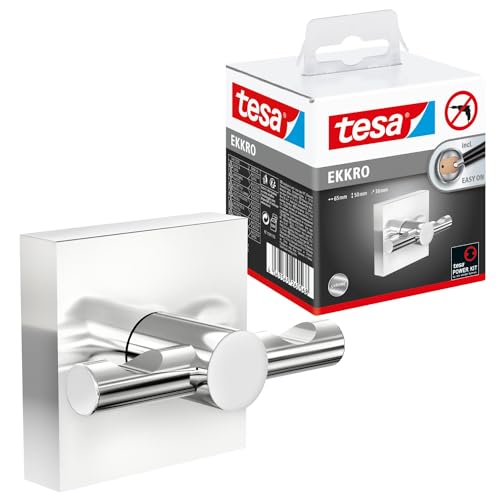tesa EKKRO Handtuchhaken, verchromter Edelstahl - Bad-Haken zur...