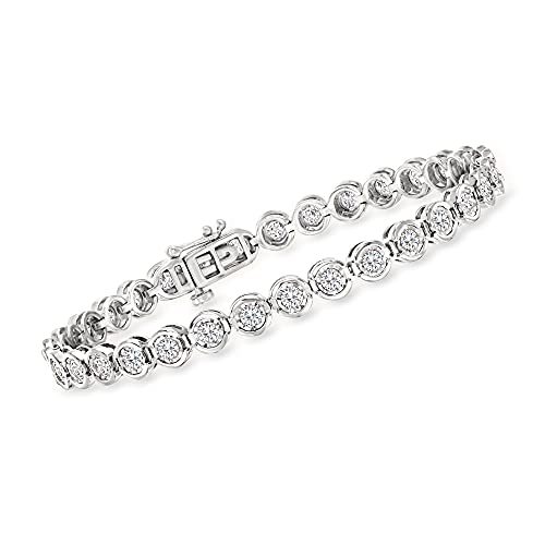 Ross-Simons 3.00 ct. t.w. Bezel-Set Diamond Tennis Bracelet in Sterling Silver