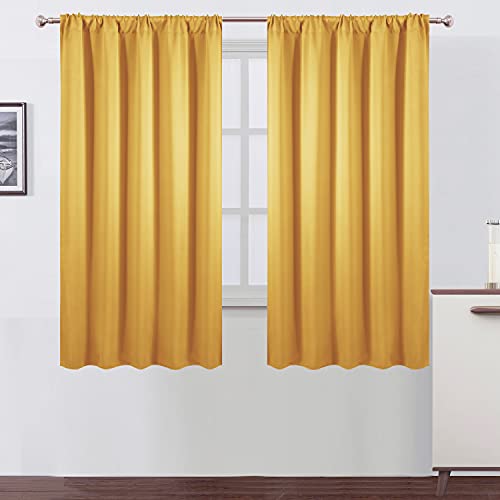 LEMOMO Yellow Blackout Curtains/52 x 63 Inch/Set of 2 Panels Room Darkening Curtains for Bedroom