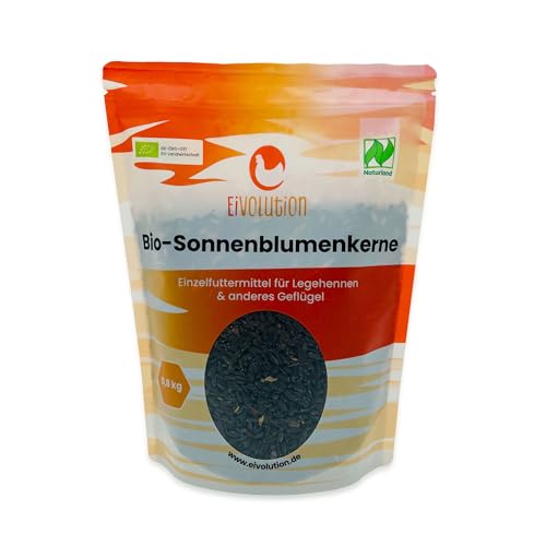 Eivolution Bio-Sonnenblumenkerne 800g - Probiergröße – Ideal für Meisenknödel & Futterspender – Hühner- & Wildvogelfutter – Natürlich, Energiereich, Gentechnikfrei, Winterfutter