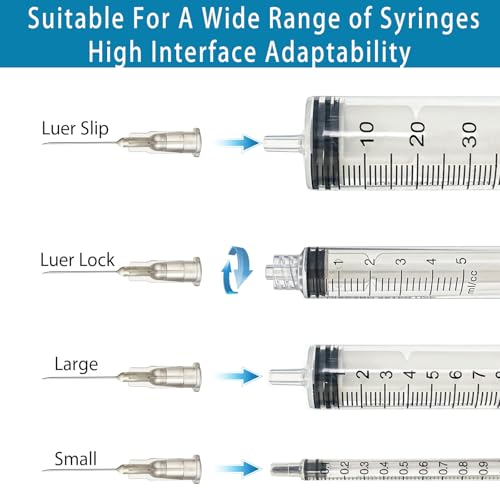 Image of 100 PCS 27g 5 /8 in Luer Lock Lab Accessories,Individually Packaged | 27 Gauge 5 /8 inch Dispensing Liquids,Scientific Utensils