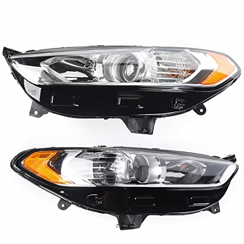DNYSYSJ - Compatible with Ford Fusion 4-Door Sedan 2013-2016 Halogen Headlight Assembly Chrome Housing Headlights Assembly Replacement 丨No Bulbs (Headlight Assembly Set)