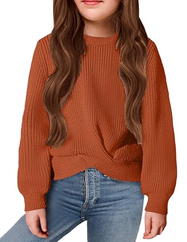 Image of Arshiner Girl's Sweaters Kids Twist Front Cute Pullover Knitted Jumper Fall Winter Clothes