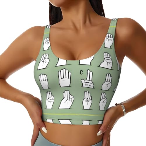 Chaleco deportivo para mujer con estampado de alfabeto de lenguaje de señas
